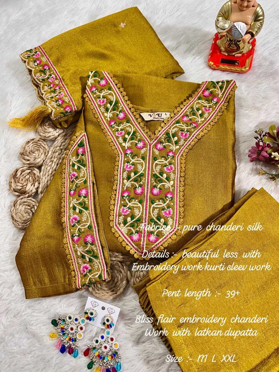 Ynf Chanderi Silk KESH594 KAPILA Suits & Dresses Festive Collections Wholesale Embroidery Suits Ladies Silk Suit Chanderi Suit Manufacturer- Kapda Export