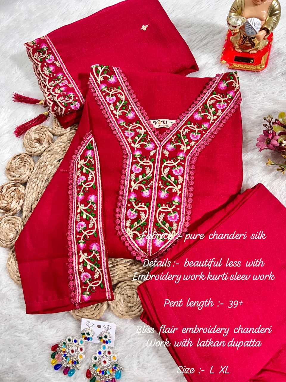 Ynf Chanderi Silk KESH594 KAPILA Suits & Dresses Festive Collections Wholesale Embroidery Suits Ladies Silk Suit Chanderi Suit Manufacturer- Kapda Export