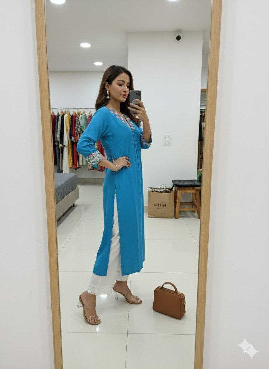 Ynf Chanderi Silk KESH651 1298 Kurti Wholesale Casual Kurtis Embroidered Kurtis Silk Kurtis Manufacturer- Kapda Export