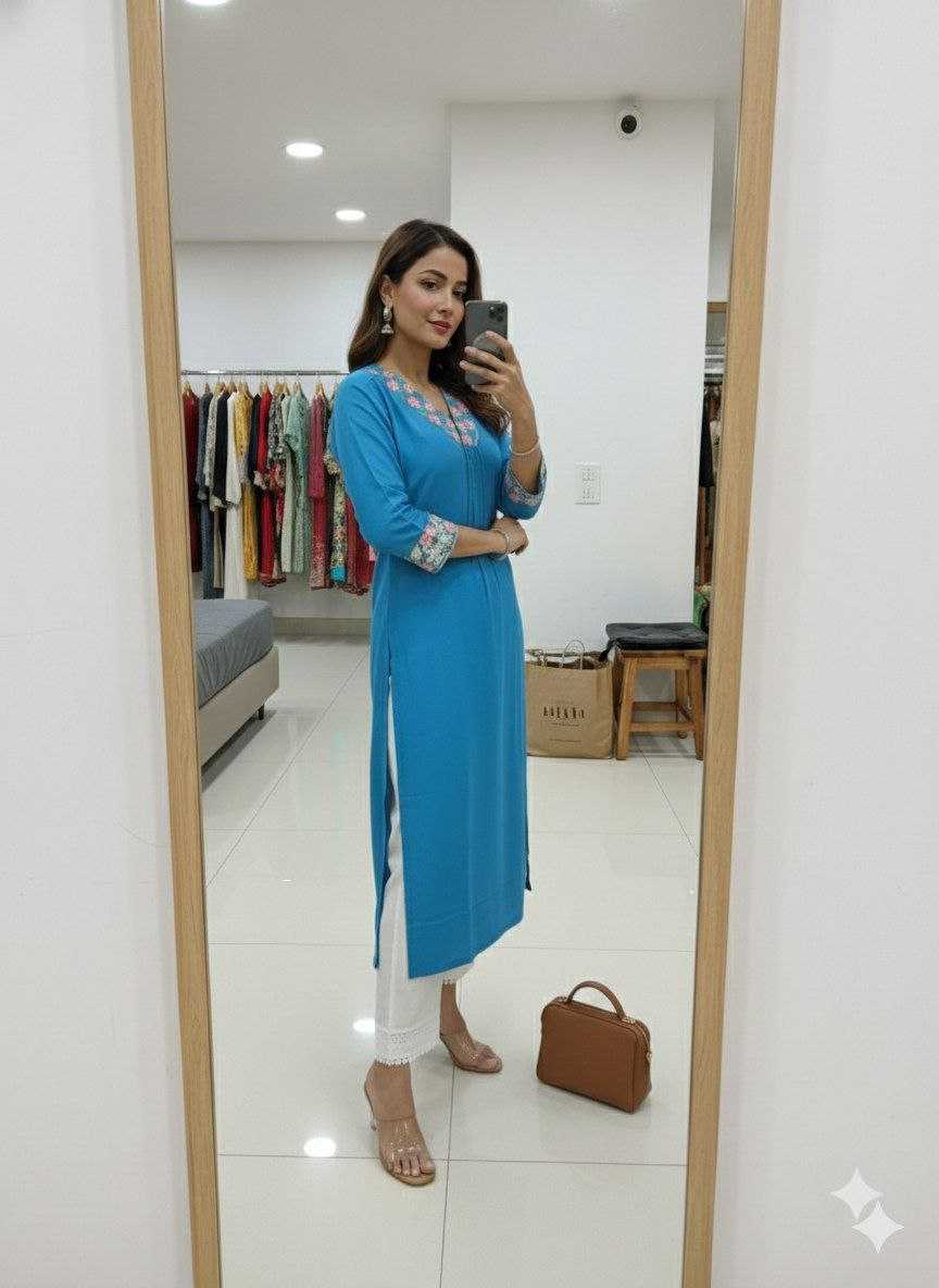 Ynf Chanderi Silk KESH651 1298 Kurti Wholesale Casual Kurtis Embroidered Kurtis Silk Kurtis Manufacturer- Kapda Export