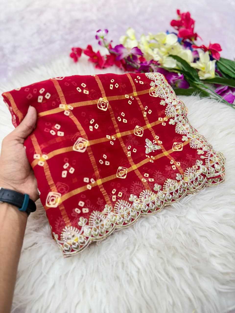 Ynf Chex Silk KESH584 Zari Sarees Wholesale Cutwork Saree Gota Work Saree Bandhani Sarees Manufacturer- Kapda Export