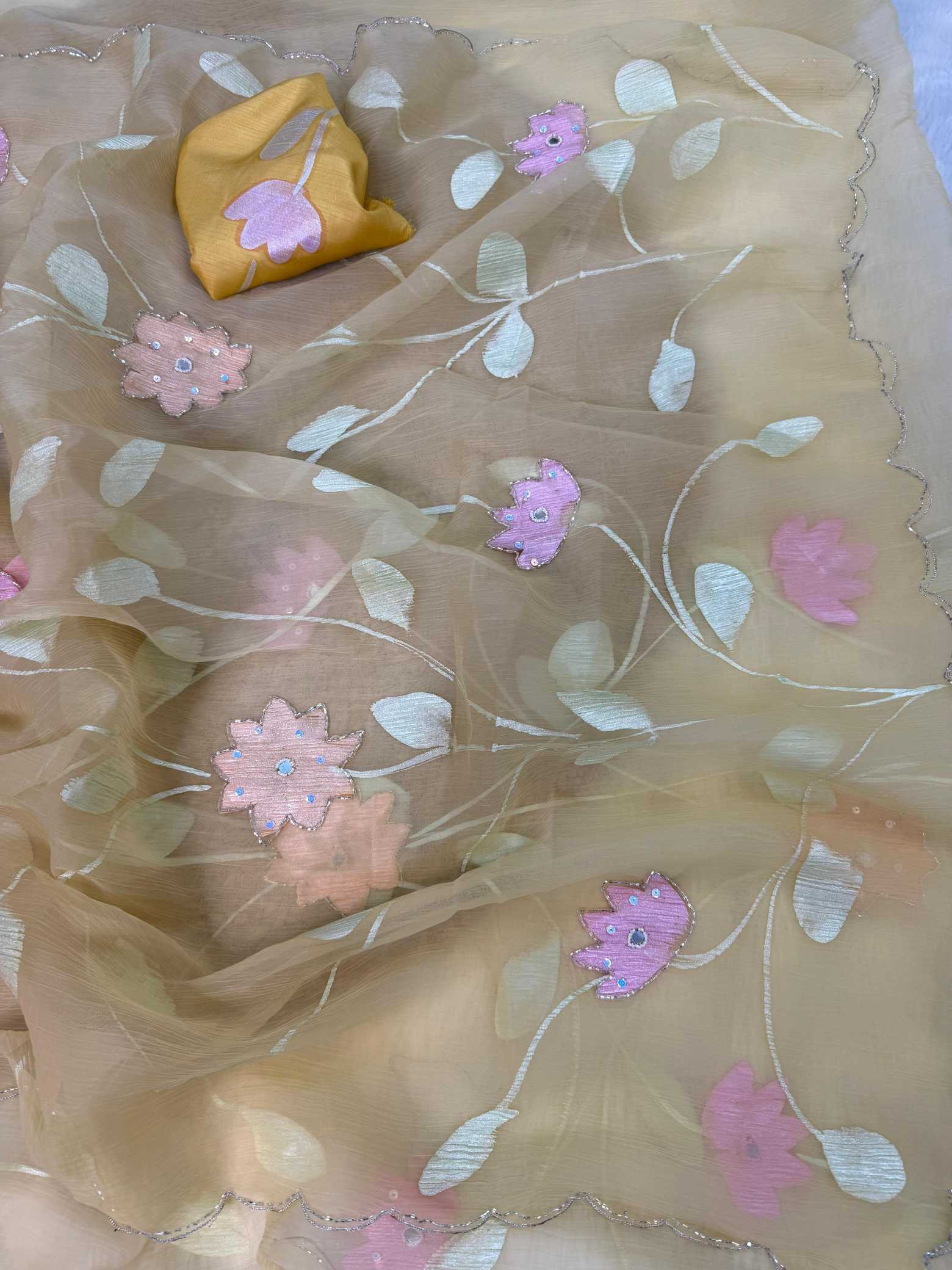 Ynf Chiffon RIN164 SBI Sarees Wholesale Designer Sarees Cutwork Saree Hand Printed Saree Manufacturer- Kapda Export