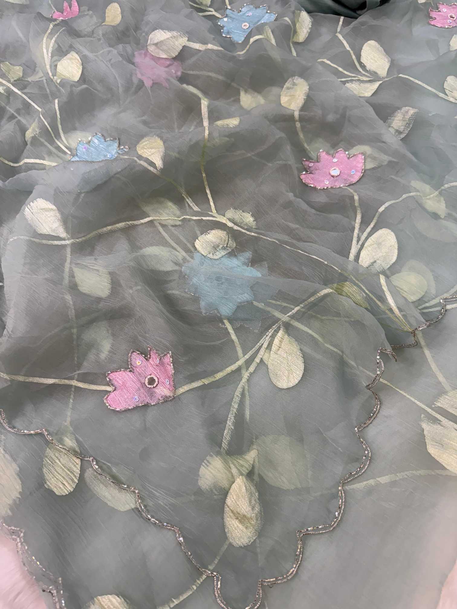 Ynf Chiffon RIN164 SBI Sarees Wholesale Designer Sarees Cutwork Saree Hand Printed Saree Manufacturer- Kapda Export