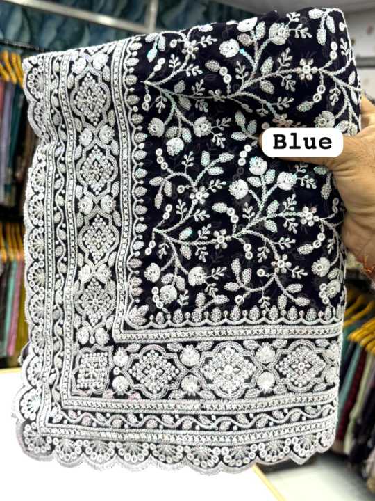 Ynf Chikan KESH114 9517 Sarees Wholesale Designer Sarees Sequence Sarees Chikan Sarees Manufacturer- Kapda Export