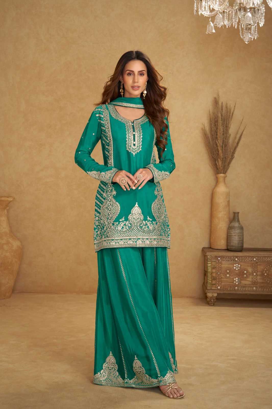 Ynf Chinon KESH587 Gulkayra NIRVI Suits & Dresses Wholesale Patiala Suits Palazzo Suit Embroidered Suits Manufacturer- Kapda Export