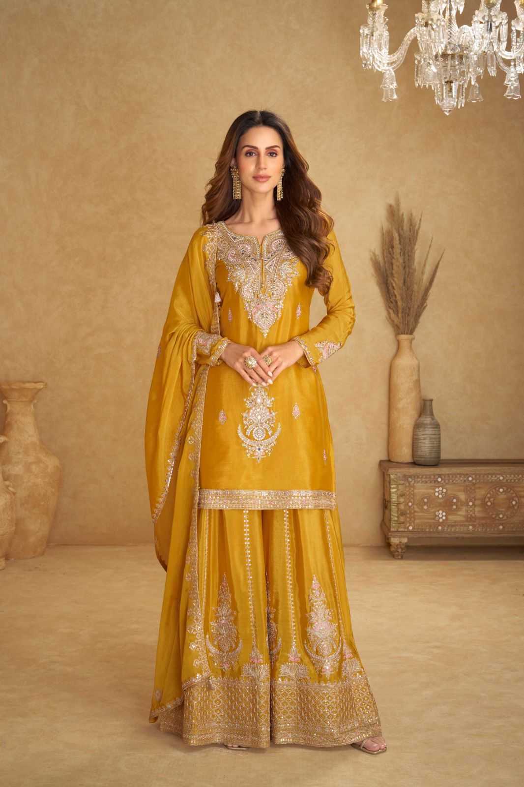 Ynf Chinon KESH587 Gulkayra NIRVI Suits & Dresses Wholesale Patiala Suits Palazzo Suit Embroidered Suits Manufacturer- Kapda Export