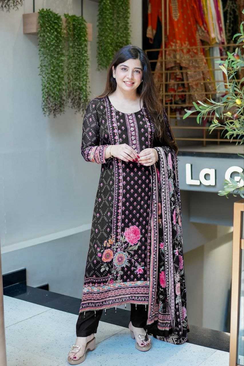 Ynf Chinon KESH625 Floral print Suits & Dresses Wholesale Kashmiri Suits Printed Suits Party wear suits Manufacturer- Kapda Export