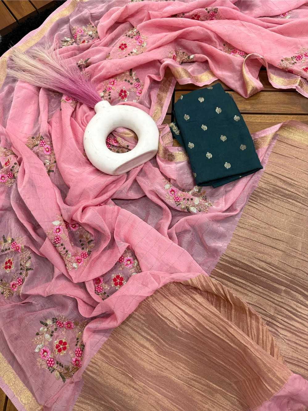 Ynf Chinon KESH676 Viscose Chex Sarees Wholesale Sequence Sarees Contemporary Sarees Viscose Saree Manufacturer- Kapda Export