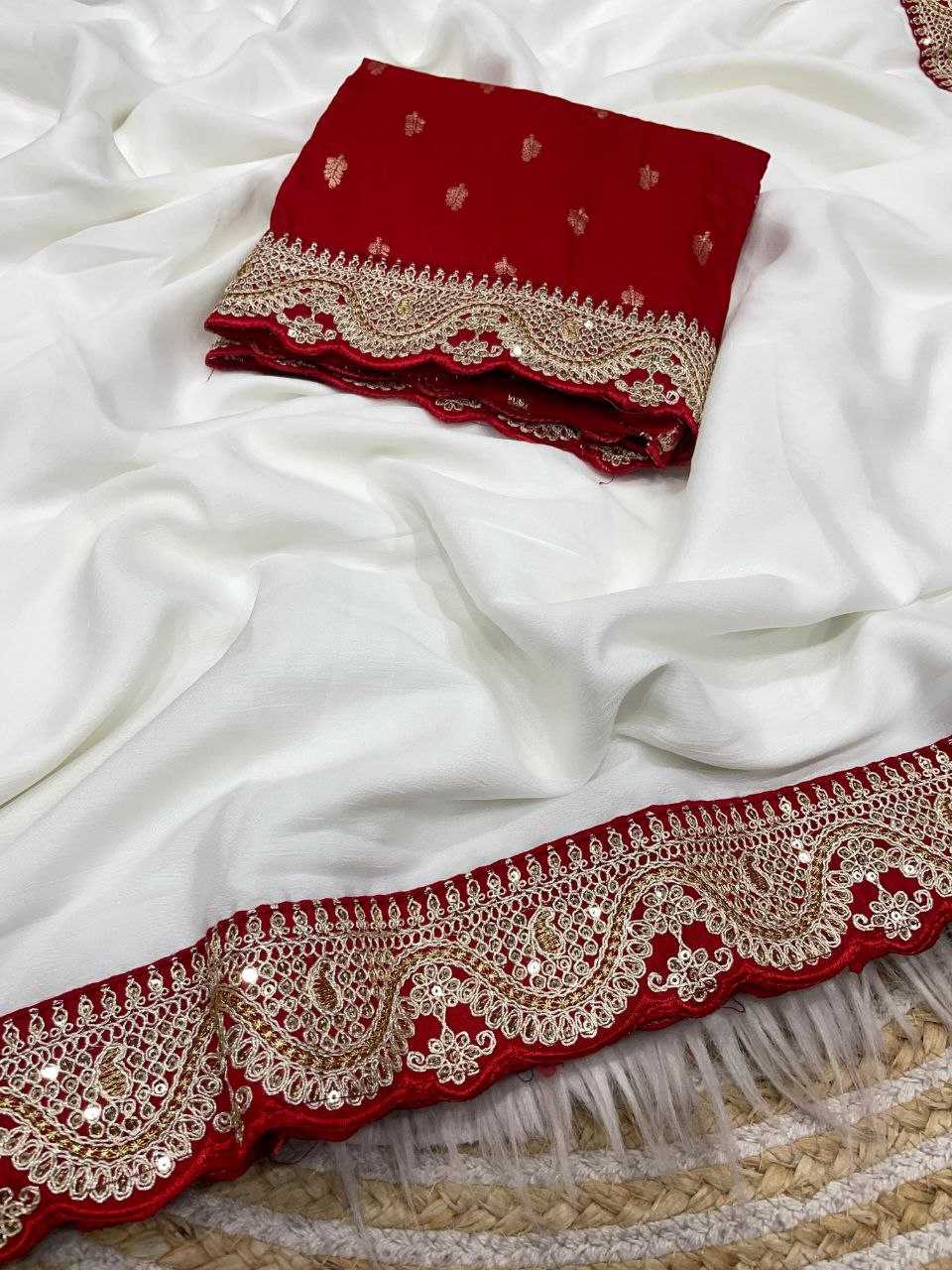 Ynf Chinon RIN230 658 Sarees Wholesale White Sarees Traditional Sarees Festive Sarees Manufacturer- Kapda Export
