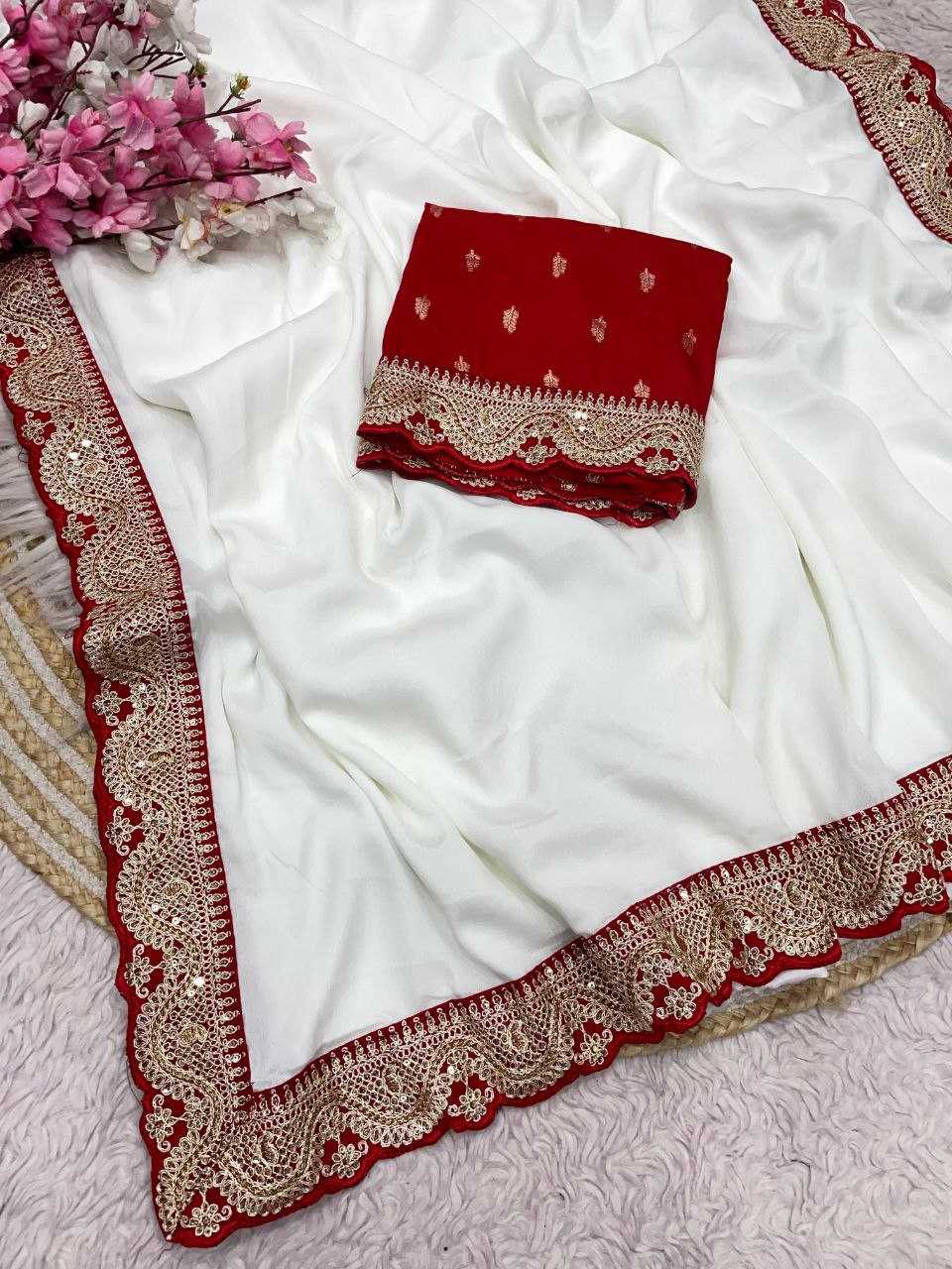 Ynf Chinon RIN230 658 Sarees Wholesale White Sarees Traditional Sarees Festive Sarees Manufacturer- Kapda Export