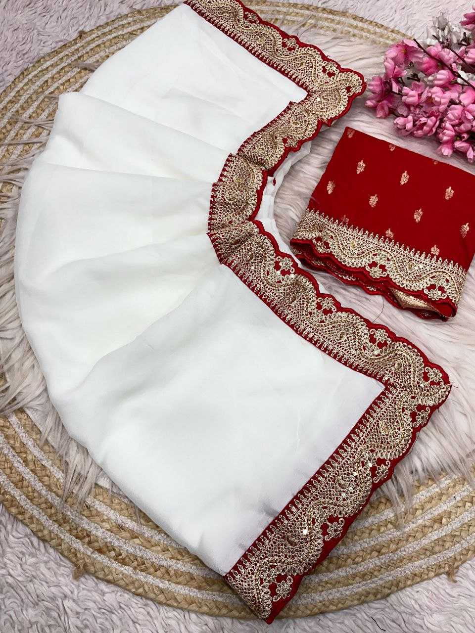 Ynf Chinon RIN230 658 Sarees Wholesale White Sarees Traditional Sarees Festive Sarees Manufacturer- Kapda Export