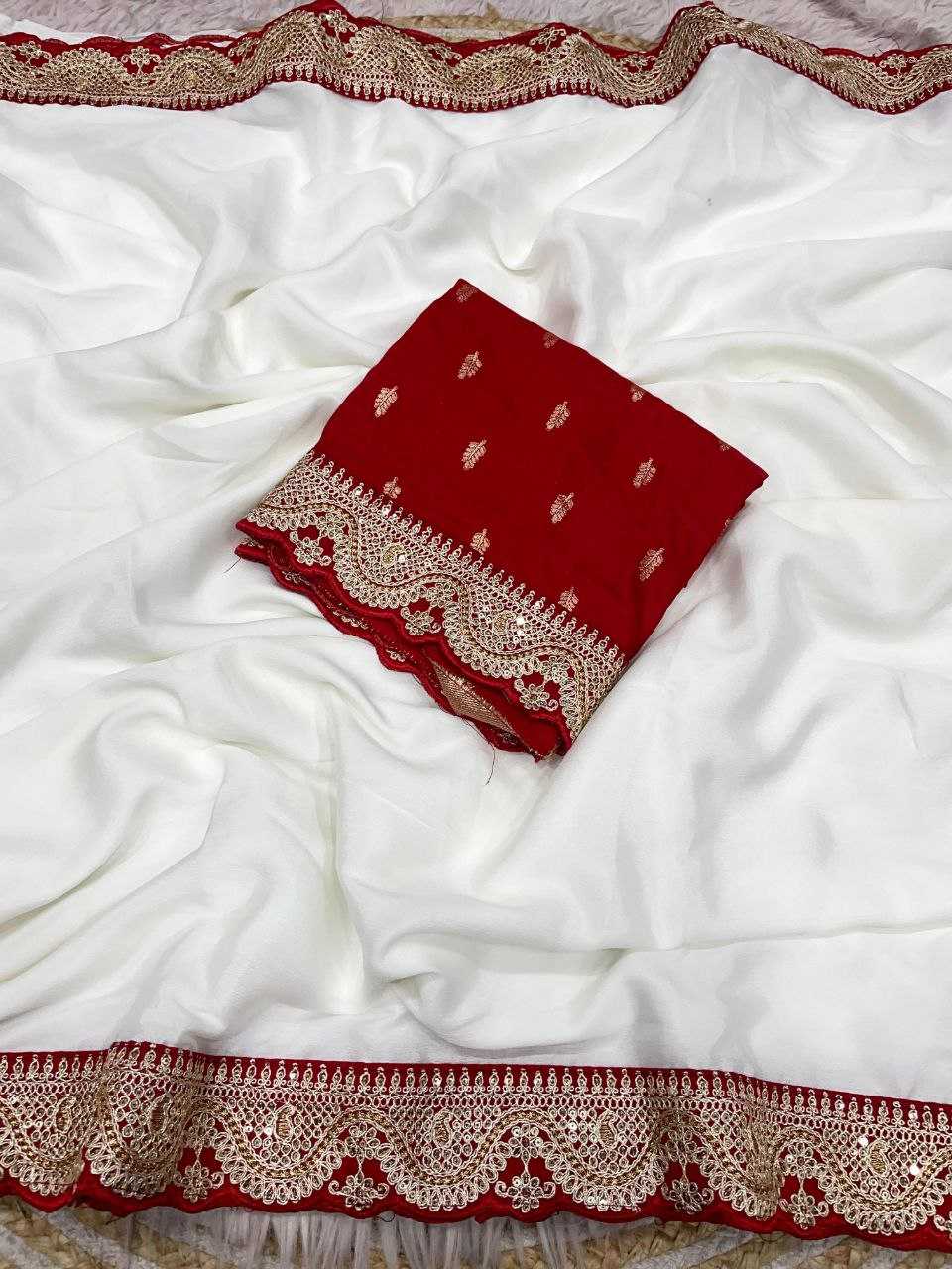 Ynf Chinon RIN230 658 Sarees Wholesale White Sarees Traditional Sarees Festive Sarees Manufacturer- Kapda Export
