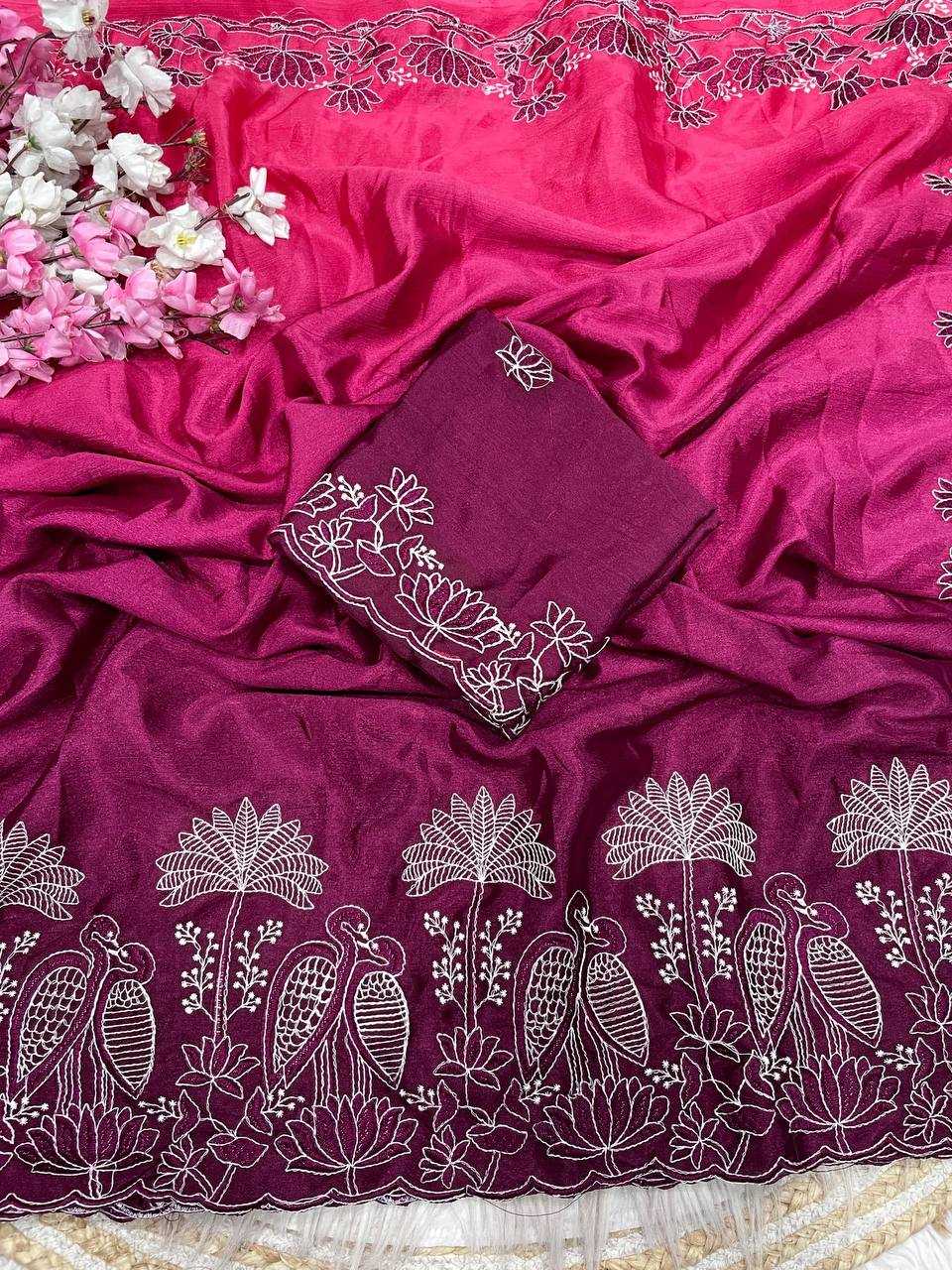 Ynf Chinon RIN230 671 Sarees Wholesale Indian Sarees Festive Sarees Pink Sarees Manufacturer- Kapda Export