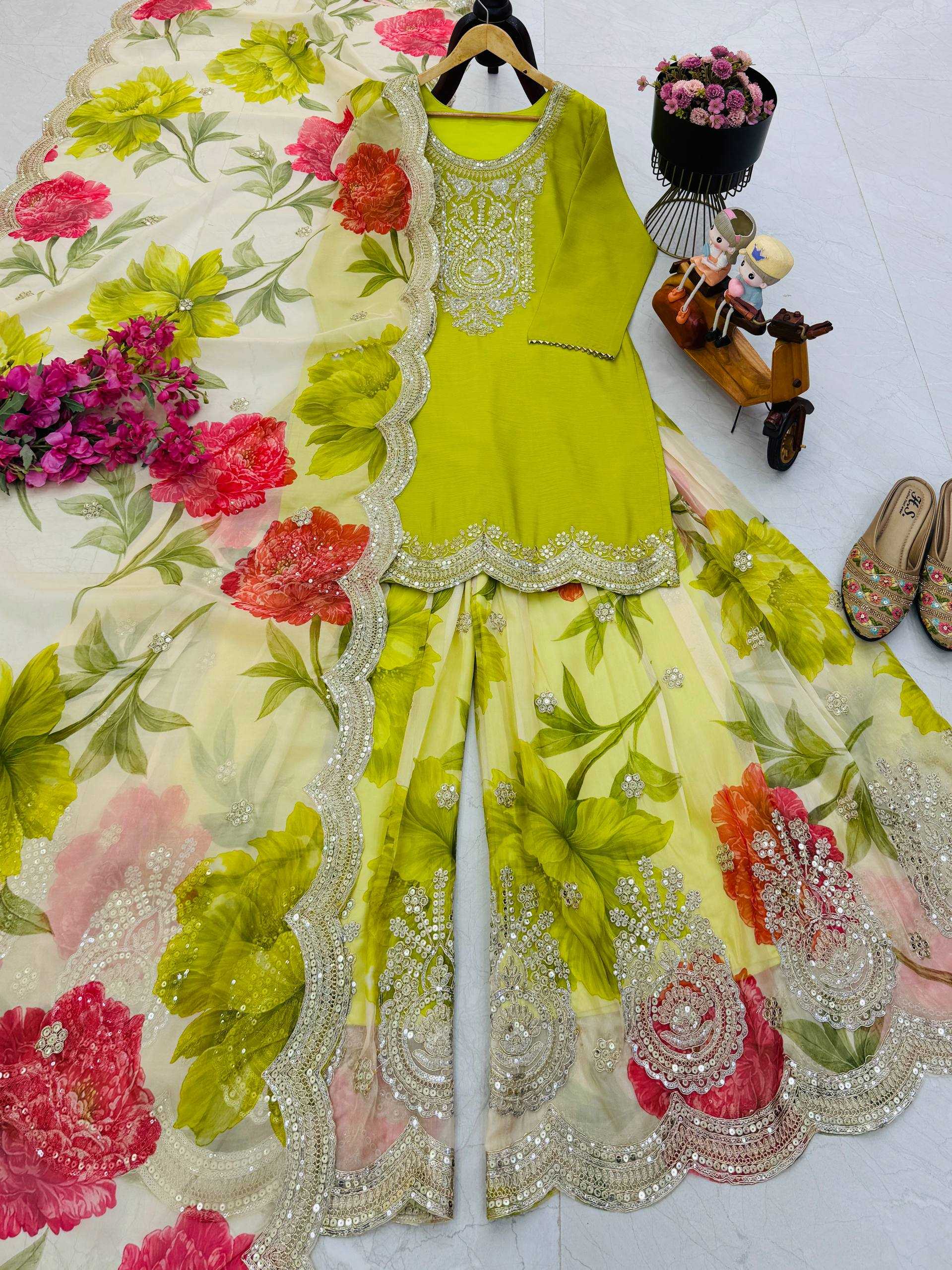 Ynf Chinon Silk KESH158 8011 Suits & Dresses Wholesale Embroidery Suits Party Wear Dresses Orange Salwar Suit Manufacturer- Kapda Export