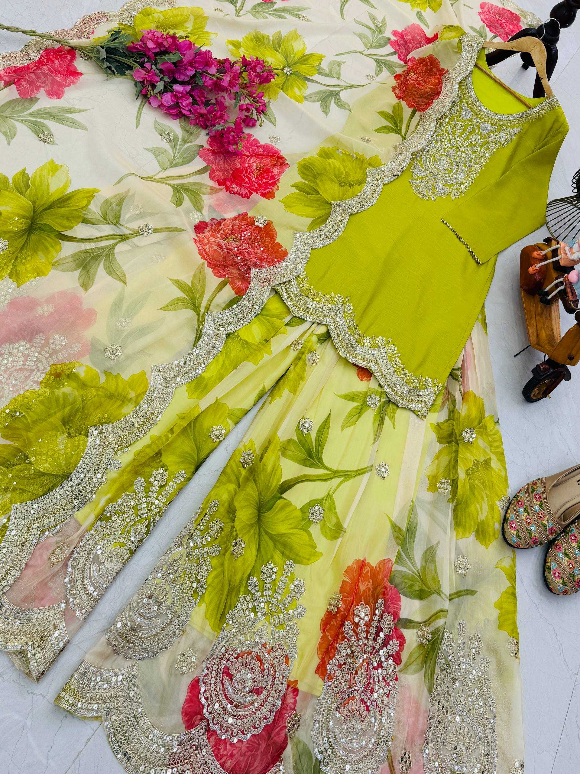 Ynf Chinon Silk KESH158 8011 Suits & Dresses Wholesale Embroidery Suits Party Wear Dresses Orange Salwar Suit Manufacturer- Kapda Export