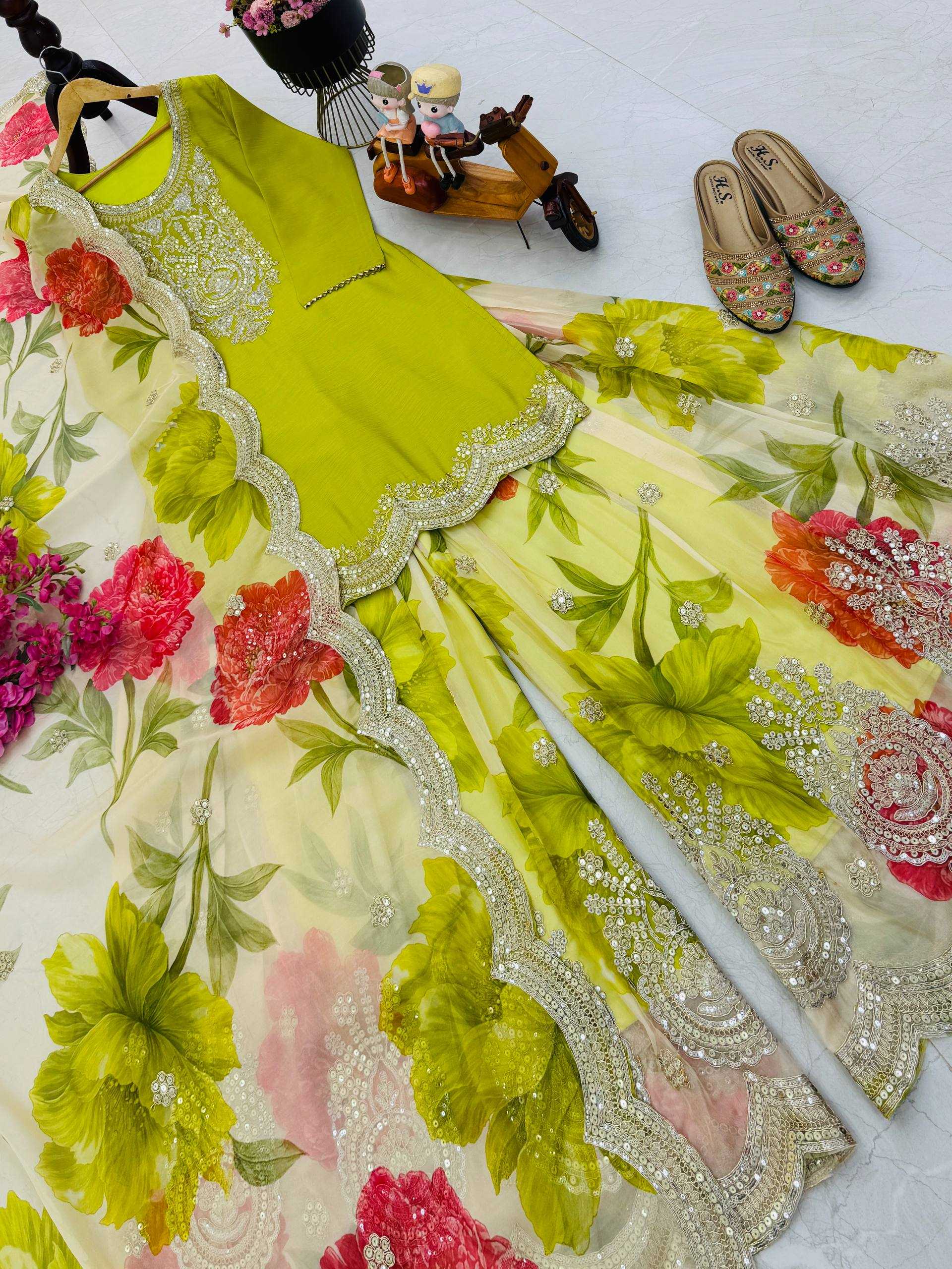 Ynf Chinon Silk KESH158 8011 Suits & Dresses Wholesale Embroidery Suits Party Wear Dresses Orange Salwar Suit Manufacturer- Kapda Export