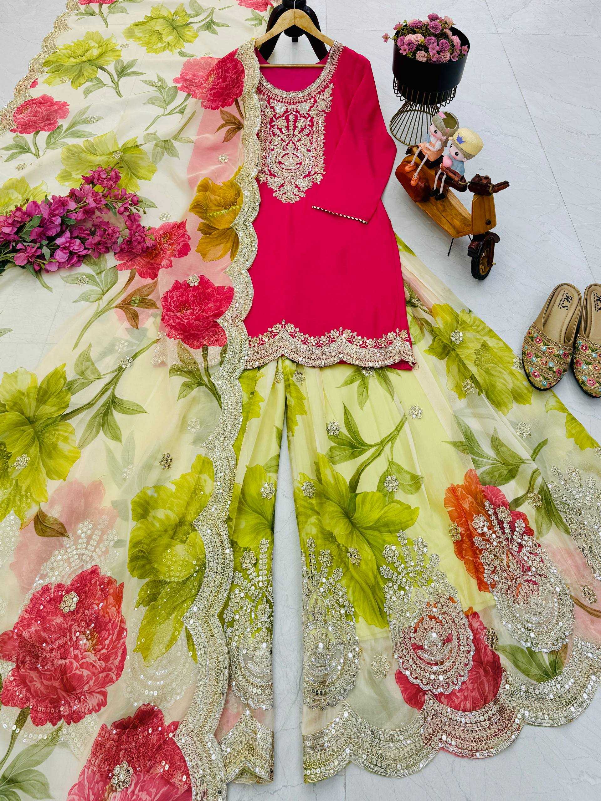 Ynf Chinon Silk KESH158 8011 Suits & Dresses Wholesale Embroidery Suits Party Wear Dresses Orange Salwar Suit Manufacturer- Kapda Export