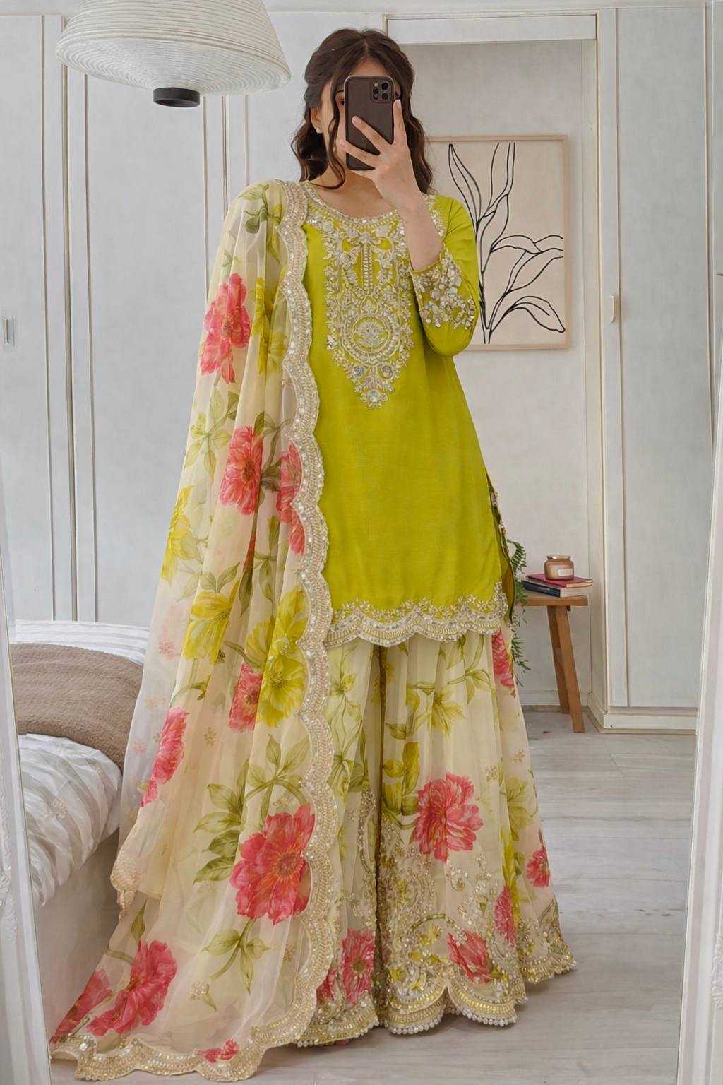 Ynf Chinon Silk KESH158 8011 Suits & Dresses Wholesale Embroidery Suits Party Wear Dresses Orange Salwar Suit Manufacturer- Kapda Export