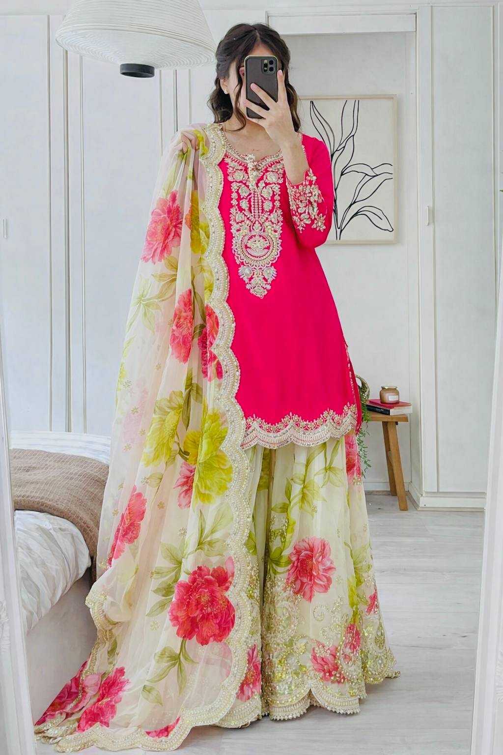 Ynf Chinon Silk KESH158 8011 Suits & Dresses Wholesale Embroidery Suits Party Wear Dresses Orange Salwar Suit Manufacturer- Kapda Export