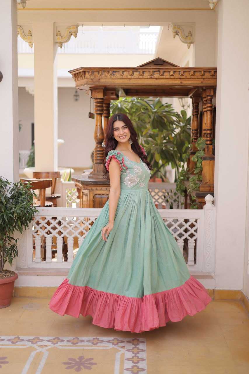 Ynf Cotton KESH489 1234 Gowns Wholesale Fancy Gowns Embroidered Gown Sequin Gowns Manufacturer- Kapda Export