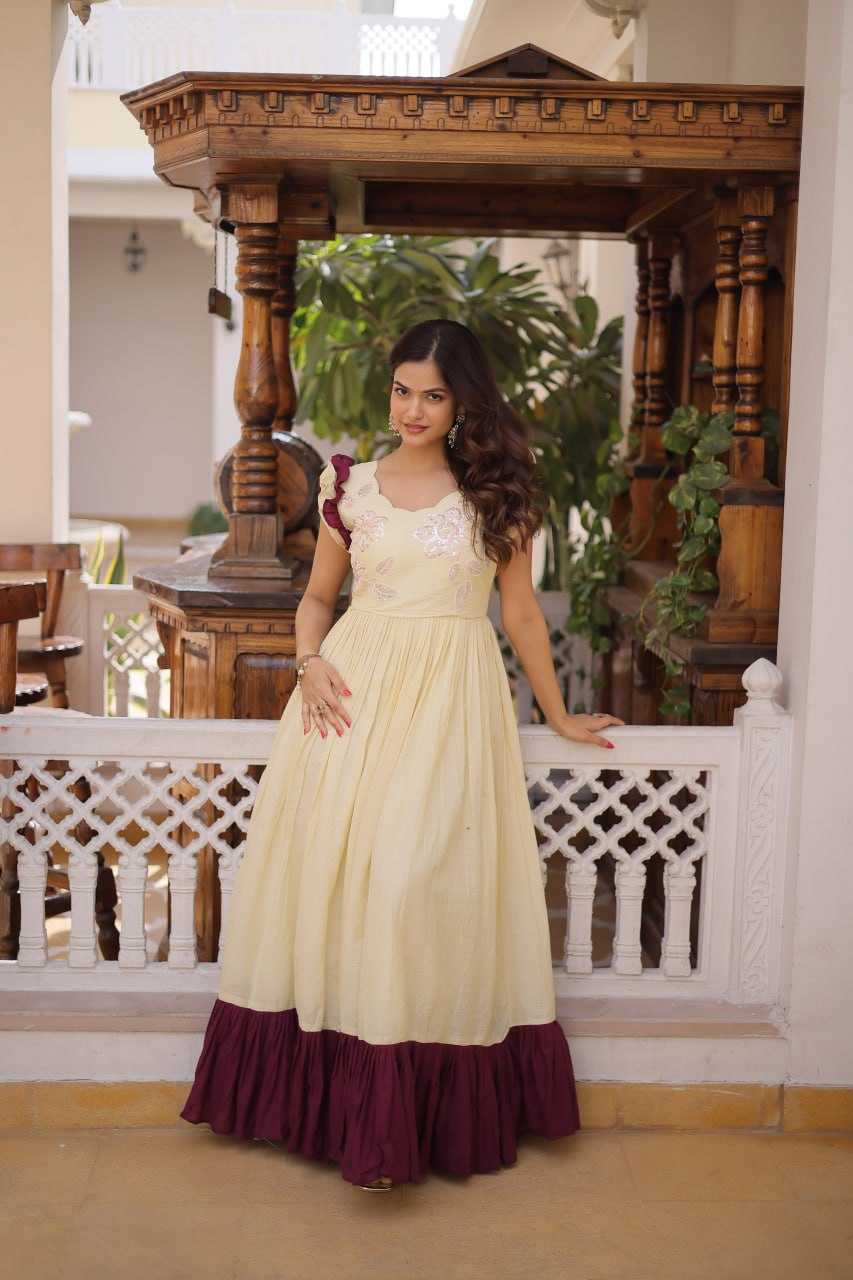 Ynf Cotton KESH489 1234 Gowns Wholesale Fancy Gowns Embroidered Gown Sequin Gowns Manufacturer- Kapda Export