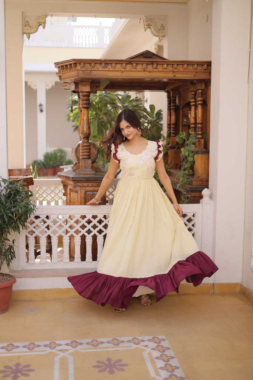 Ynf Cotton KESH489 1234 Gowns Wholesale Fancy Gowns Embroidered Gown Sequin Gowns Manufacturer- Kapda Export