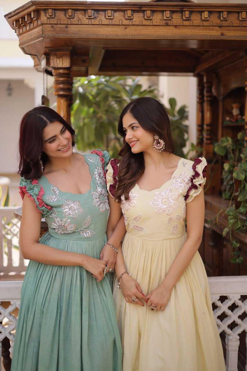 Ynf Cotton KESH489 1234 Gowns Wholesale Fancy Gowns Embroidered Gown Sequin Gowns Manufacturer- Kapda Export