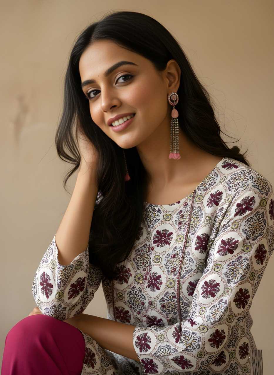 Ynf Cotton KESH559 741 Kurti Wholesale Printed Kurtis Straight Kurtis White Kurtis Manufacturer- Kapda Export