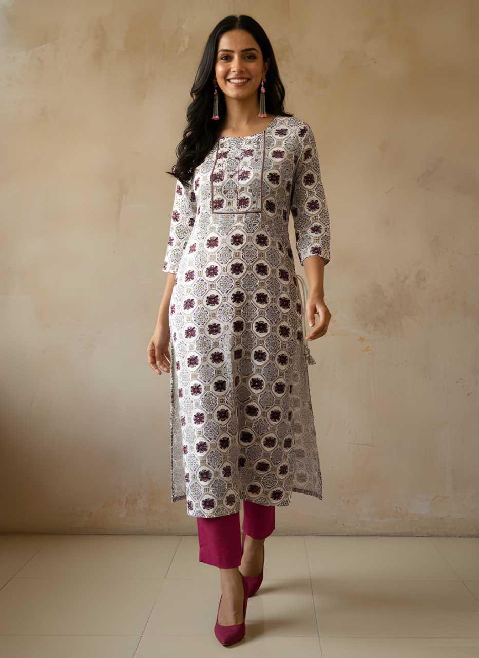 Ynf Cotton KESH559 741 Kurti Wholesale Printed Kurtis Straight Kurtis White Kurtis Manufacturer- Kapda Export