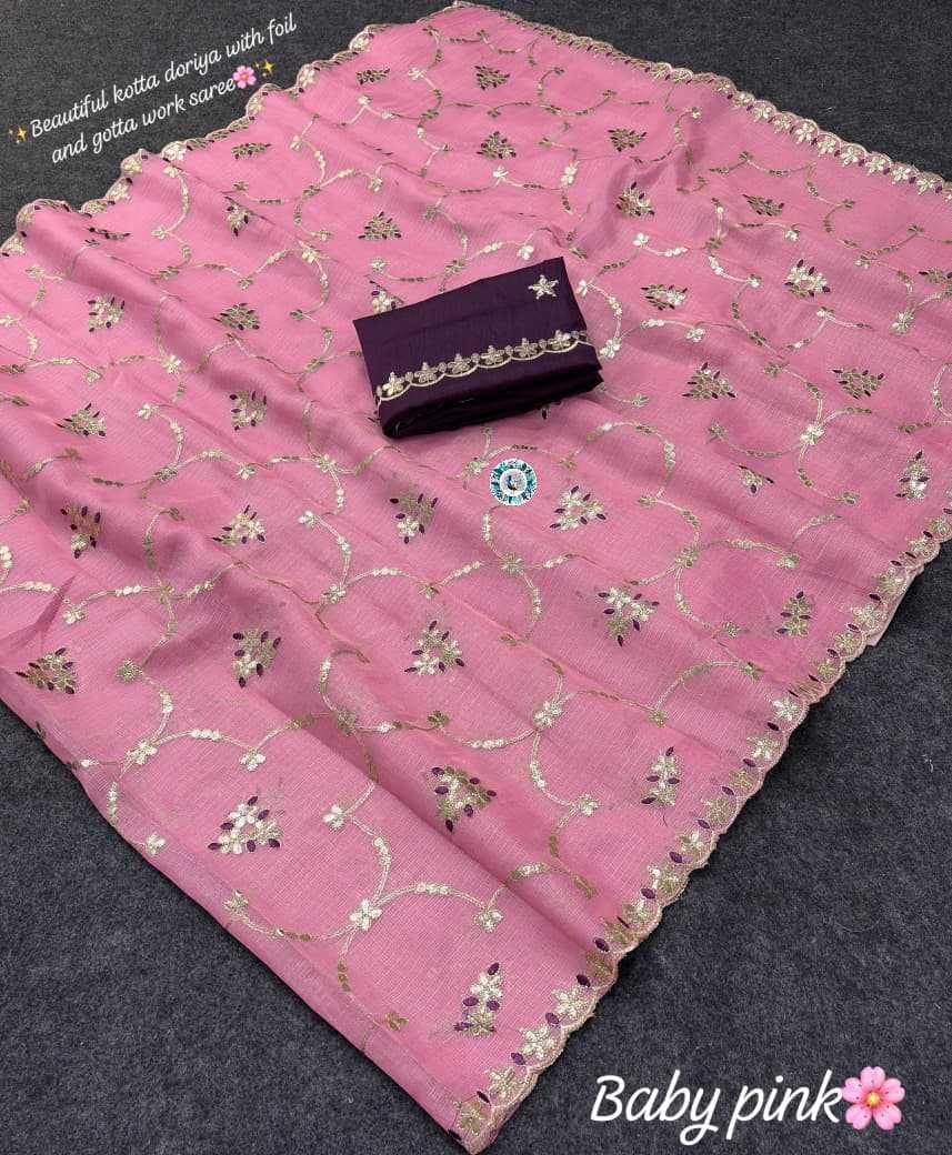 Ynf Cotton KESH584 COTTAN Sarees Wholesale Designer Sarees Embroidered Sarees Gota Work Saree Manufacturer- Kapda Export