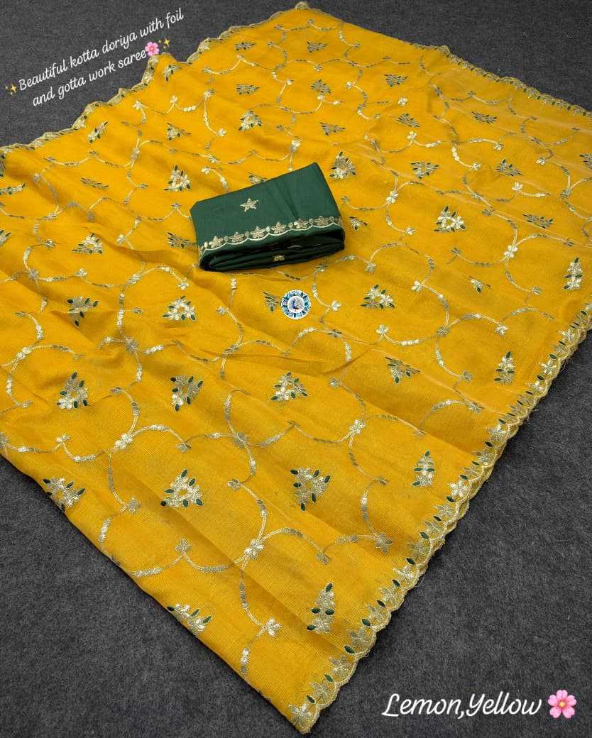 Ynf Cotton KESH584 COTTAN Sarees Wholesale Designer Sarees Embroidered Sarees Gota Work Saree Manufacturer- Kapda Export