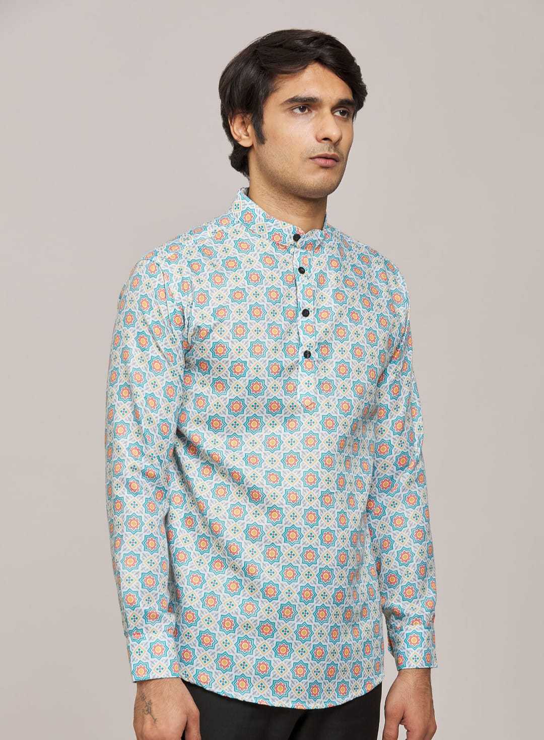 Ynf Cotton KESH662 ST33 Mens Wear Wholesale Casual Wear Mens Printed Shirts Indo Western Manufacturer- Kapda Export