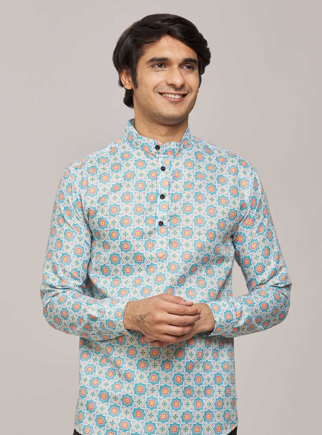 Ynf Cotton KESH662 ST33 Mens Wear Wholesale Casual Wear Mens Printed Shirts Indo Western Manufacturer- Kapda Export