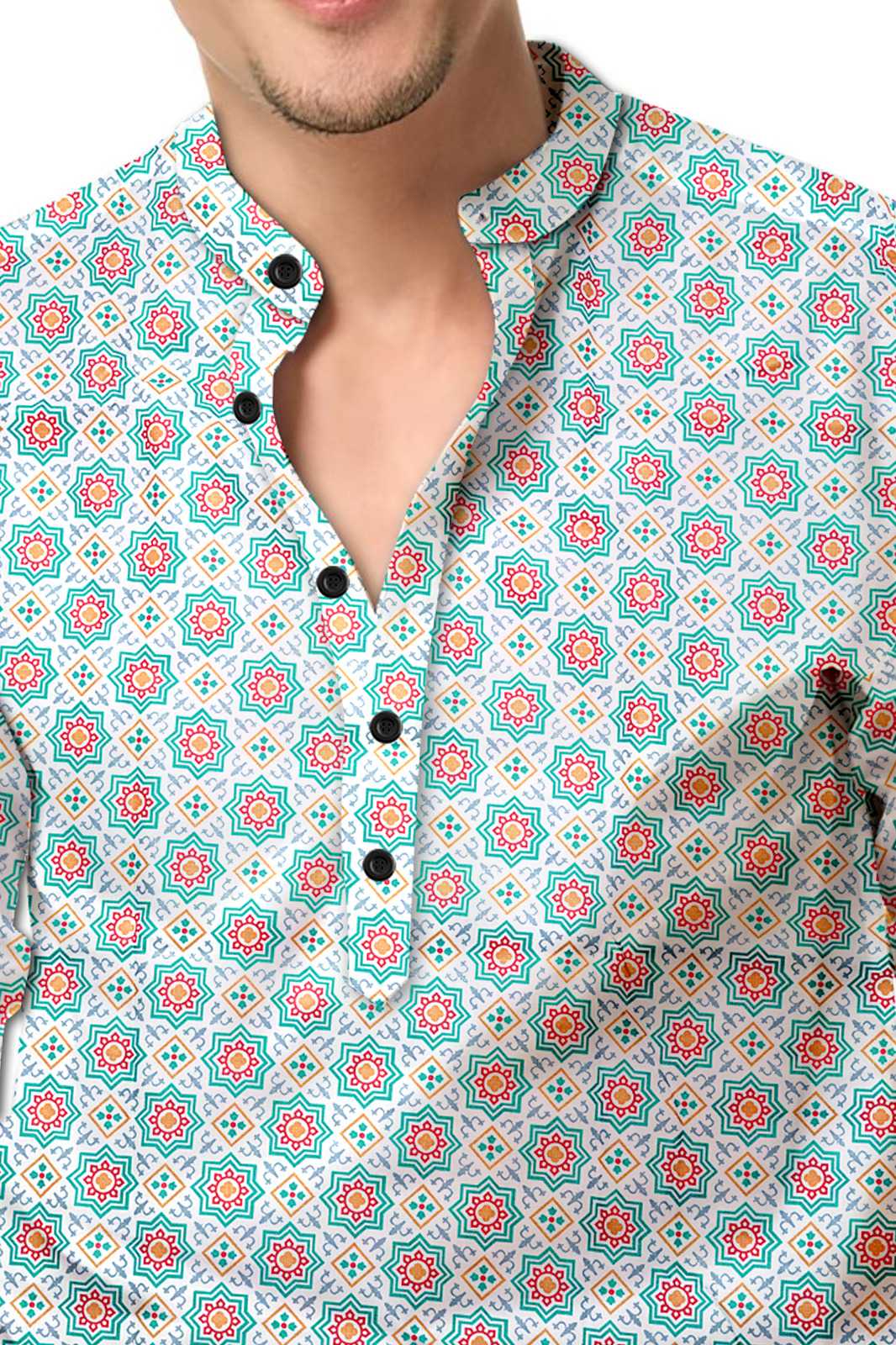 Ynf Cotton KESH662 ST33 Mens Wear Wholesale Casual Wear Mens Printed Shirts Indo Western Manufacturer- Kapda Export