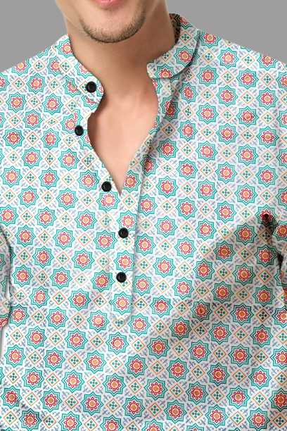 Ynf Cotton KESH662 ST33 Mens Wear Wholesale Casual Wear Mens Printed Shirts Indo Western Manufacturer- Kapda Export