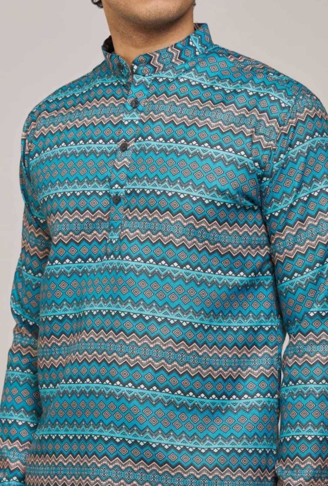 Ynf Cotton KESH662 ST34 Mens Wear Wholesale Casual Wear Men Cotton Kurta Mens Printed Shirts Manufacturer- Kapda Export