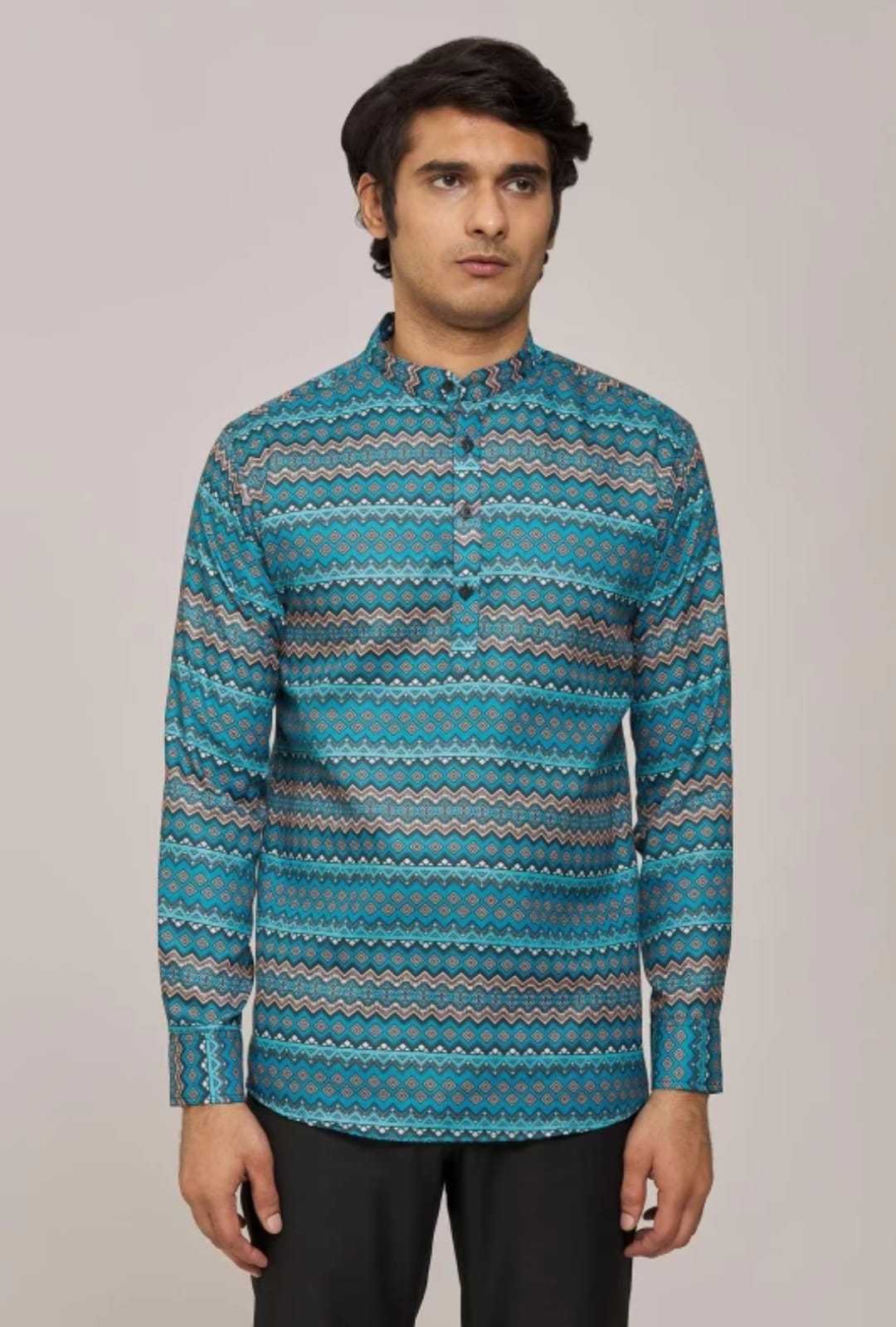 Ynf Cotton KESH662 ST34 Mens Wear Wholesale Casual Wear Men Cotton Kurta Mens Printed Shirts Manufacturer- Kapda Export