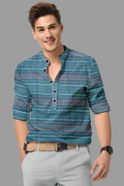 Ynf Cotton KESH662 ST34 Mens Wear Wholesale Casual Wear Men Cotton Kurta Mens Printed Shirts Manufacturer- Kapda Export