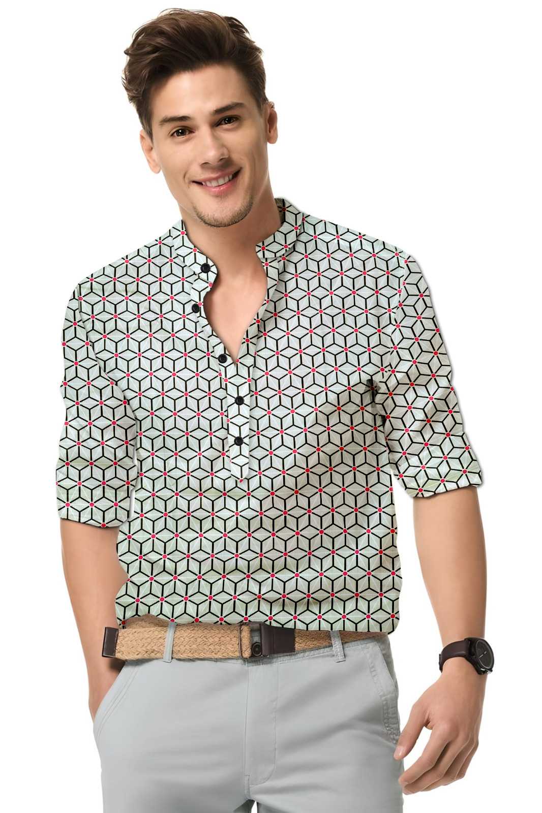 Ynf Cotton KESH662 ST42 Mens Wear Wholesale Casual Wear Mens Printed Shirts Indo Western Manufacturer- Kapda Export