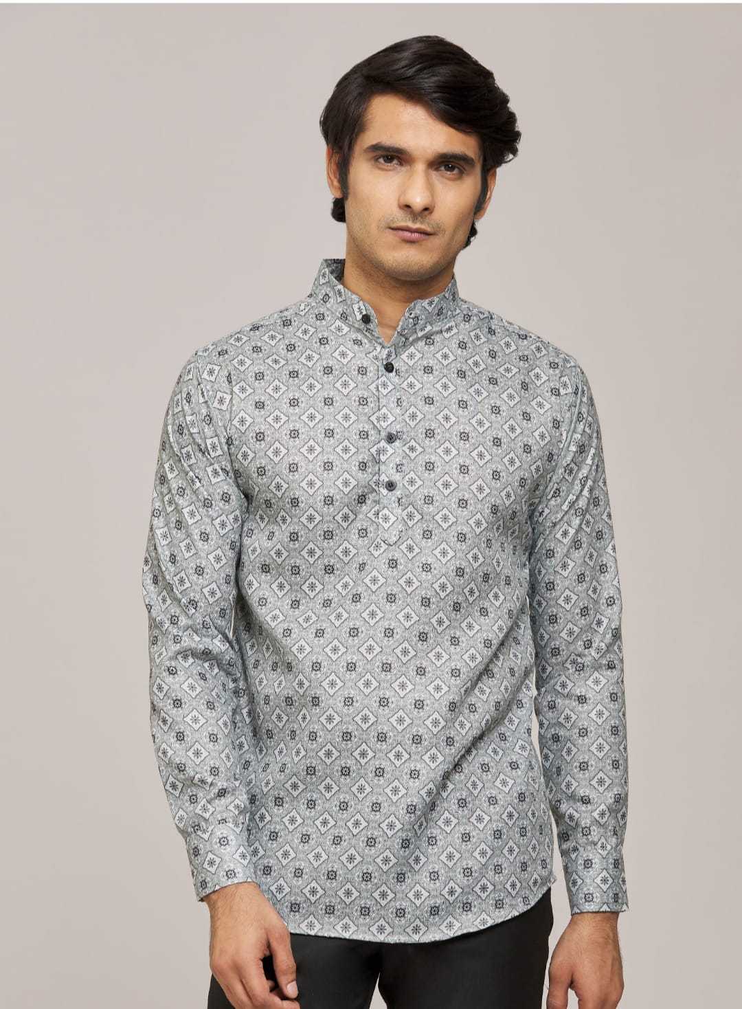 Ynf Cotton KESH662 ST52 Mens Wear Wholesale Casual Wear Men Short Kurta Mens Printed Shirts Manufacturer- Kapda Export