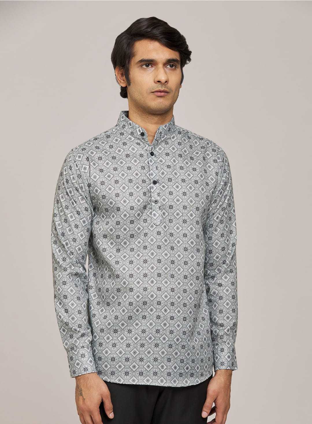 Ynf Cotton KESH662 ST52 Mens Wear Wholesale Casual Wear Men Short Kurta Mens Printed Shirts Manufacturer- Kapda Export