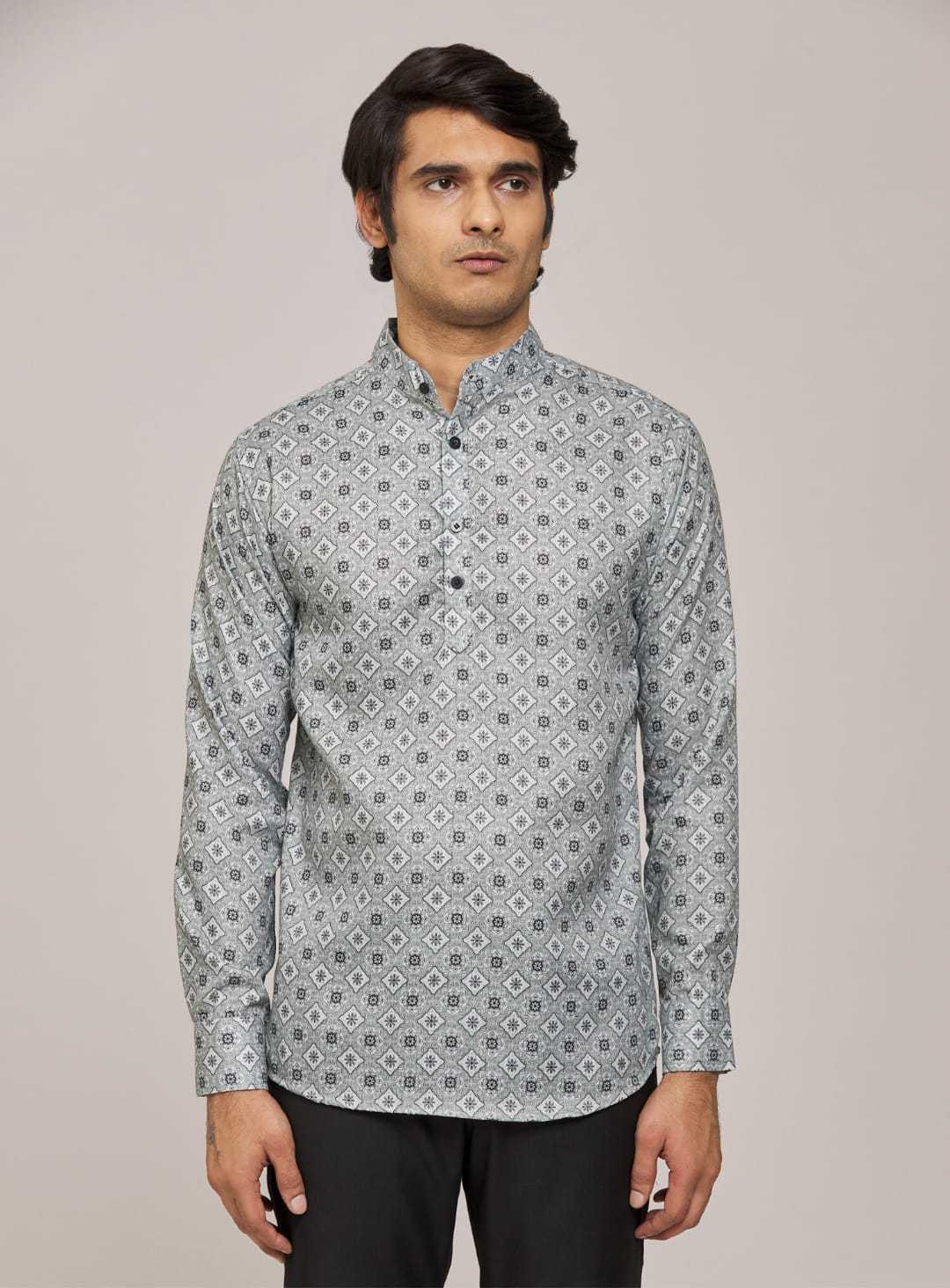 Ynf Cotton KESH662 ST52 Mens Wear Wholesale Casual Wear Men Short Kurta Mens Printed Shirts Manufacturer- Kapda Export