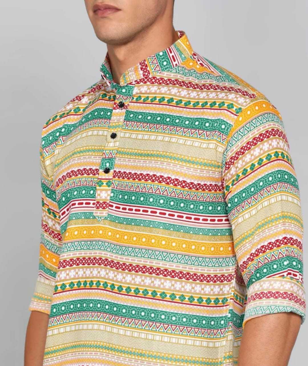 Ynf Cotton KESH662 ST58 Mens Wear Wholesale Casual Wear Mens Printed Shirts Indo Western Manufacturer- Kapda Export