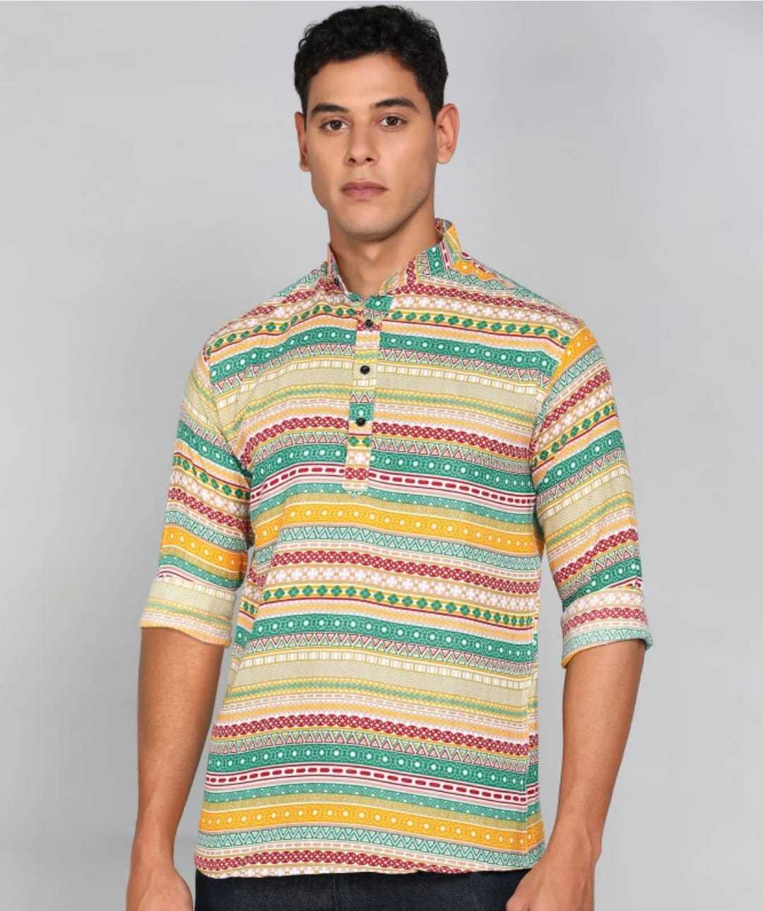 Ynf Cotton KESH662 ST58 Mens Wear Wholesale Casual Wear Mens Printed Shirts Indo Western Manufacturer- Kapda Export