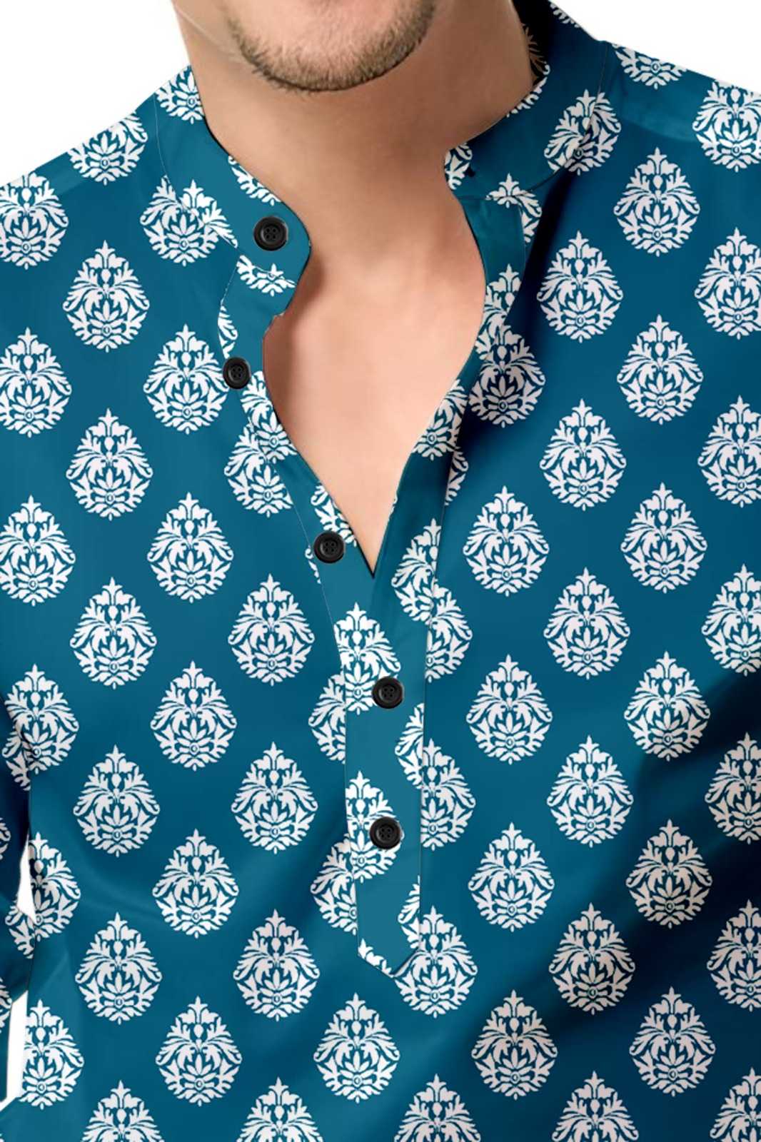 Ynf Cotton KESH662 ST59 Mens Wear Wholesale Casual Wear Mens Printed Shirts Indo Western Manufacturer- Kapda Export