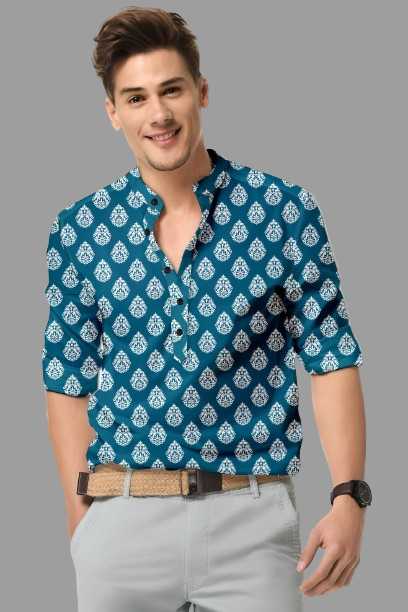 Ynf Cotton KESH662 ST59 Mens Wear Wholesale Casual Wear Mens Printed Shirts Indo Western Manufacturer- Kapda Export