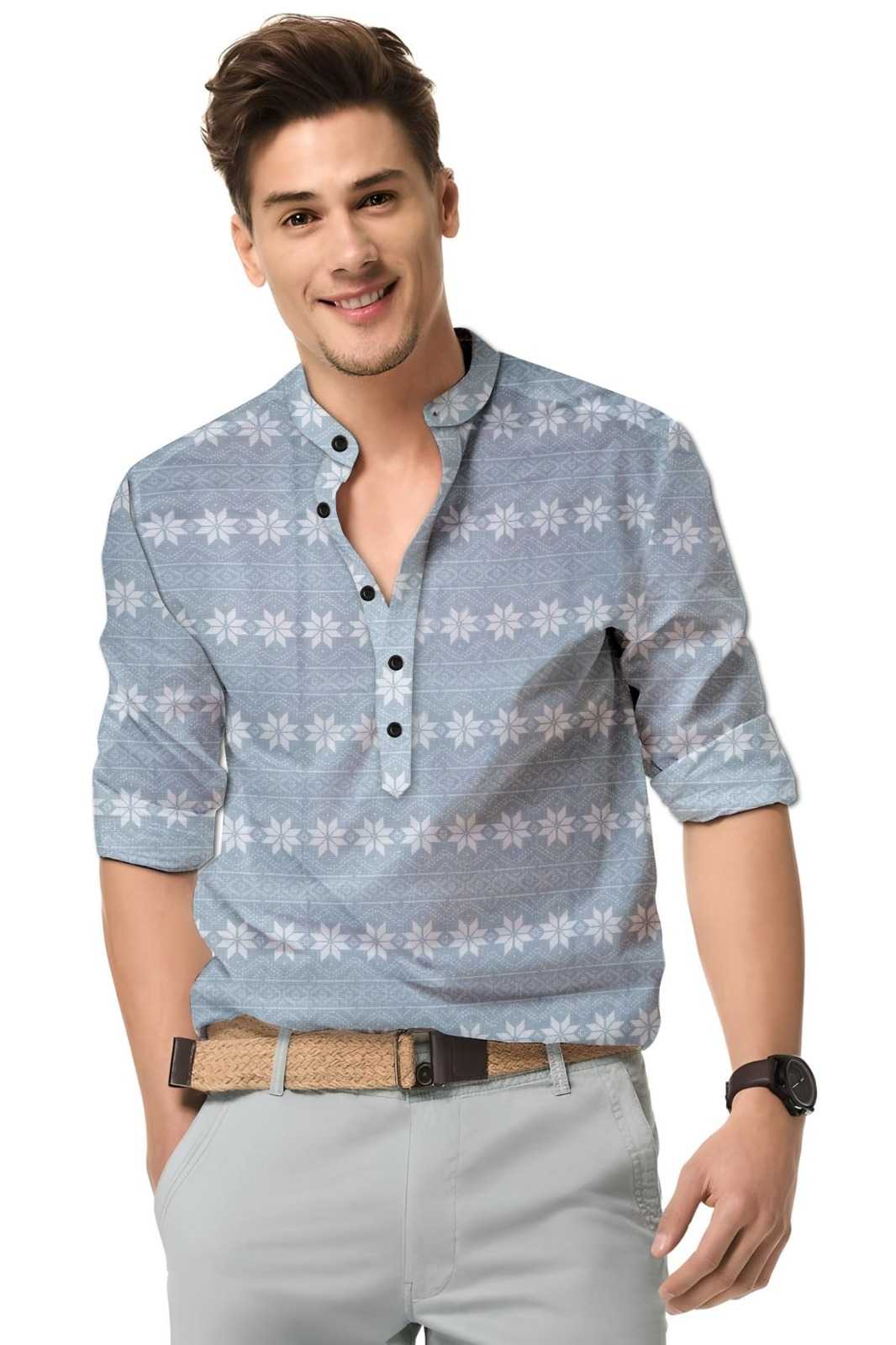 Ynf Cotton KESH662 ST62 Mens Wear Wholesale Casual Wear Mens Printed Shirts Indo Western Manufacturer- Kapda Export