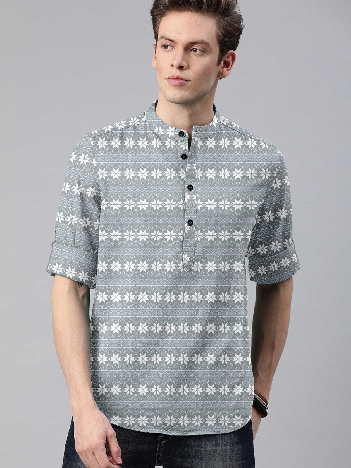 Ynf Cotton KESH662 ST62 Mens Wear Wholesale Casual Wear Mens Printed Shirts Indo Western Manufacturer- Kapda Export