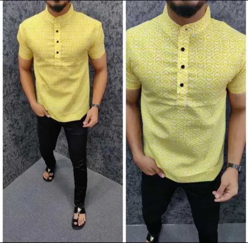 Ynf Cotton KESH662 ST63 Mens Wear Wholesale Casual Wear Men Cotton Kurta Mens Printed Shirts Manufacturer- Kapda Export