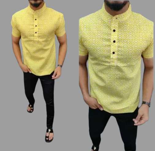 Ynf Cotton KESH662 ST63 Mens Wear Wholesale Casual Wear Men Cotton Kurta Mens Printed Shirts Manufacturer- Kapda Export